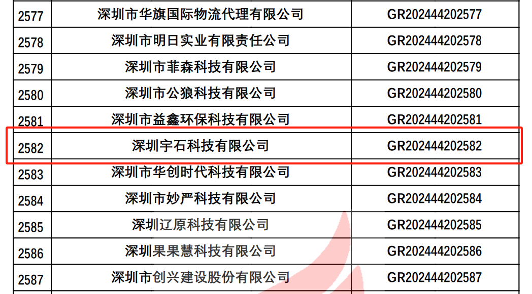 再攀高峰！深圳宇石科技荣膺2024年第一批国家高新技术企业领航AI与消费医美新征程(图2)